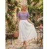 image:imageSCARLET DARKNESS Peasant Blouse for Women Off Shoulder Puff Sleeve Cotton Loose Summer TopsGrey Purple