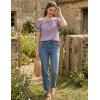 image:imageSCARLET DARKNESS Peasant Blouse for Women Off Shoulder Puff Sleeve Cotton Loose Summer TopsGrey Purple