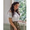 image:imageSCARLET DARKNESS Peasant Blouse for Women Off Shoulder Puff Sleeve Cotton Loose Summer TopsIvory