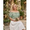 image:imageSCARLET DARKNESS Peasant Blouse for Women Off Shoulder Puff Sleeve Cotton Loose Summer TopsLight Green