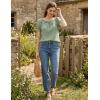 image:imageSCARLET DARKNESS Peasant Blouse for Women Off Shoulder Puff Sleeve Cotton Loose Summer TopsLight Green