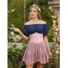 image:imageSCARLET DARKNESS Peasant Blouse for Women Off Shoulder Puff Sleeve Cotton Loose Summer TopsNavy