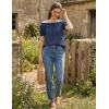 image:imageSCARLET DARKNESS Peasant Blouse for Women Off Shoulder Puff Sleeve Cotton Loose Summer TopsNavy