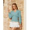 image:imageSCARLET DARKNESS Renaissance Shirt Women Boho Long Sleeve V Neck Smocked Peasant TopsBaby Blue