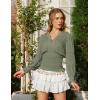 image:imageSCARLET DARKNESS Renaissance Shirt Women Boho Long Sleeve V Neck Smocked Peasant TopsBean Green
