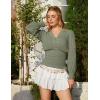 image:imageSCARLET DARKNESS Renaissance Shirt Women Boho Long Sleeve V Neck Smocked Peasant TopsBean Green