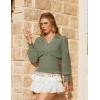 image:imageSCARLET DARKNESS Renaissance Shirt Women Boho Long Sleeve V Neck Smocked Peasant TopsBean Green