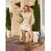 image:imageSCARLET DARKNESS Renaissance Shirt Women Boho Long Sleeve V Neck Smocked Peasant TopsBeige