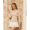 image:imageSCARLET DARKNESS Renaissance Shirt Women Boho Long Sleeve V Neck Smocked Peasant TopsBeige