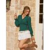 image:imageSCARLET DARKNESS Renaissance Shirt Women Boho Long Sleeve V Neck Smocked Peasant TopsBlue Green