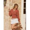 image:imageSCARLET DARKNESS Renaissance Shirt Women Boho Long Sleeve V Neck Smocked Peasant TopsBurnt Orange