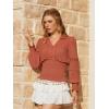 image:imageSCARLET DARKNESS Renaissance Shirt Women Boho Long Sleeve V Neck Smocked Peasant TopsBurnt Orange