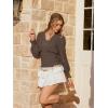 image:imageSCARLET DARKNESS Renaissance Shirt Women Boho Long Sleeve V Neck Smocked Peasant TopsChocolate