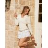image:imageSCARLET DARKNESS Renaissance Shirt Women Boho Long Sleeve V Neck Smocked Peasant TopsCream