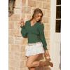 image:imageSCARLET DARKNESS Renaissance Shirt Women Boho Long Sleeve V Neck Smocked Peasant TopsDark Green