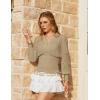image:imageSCARLET DARKNESS Renaissance Shirt Women Boho Long Sleeve V Neck Smocked Peasant TopsKhaki