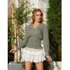 image:imageSCARLET DARKNESS Renaissance Shirt Women Boho Long Sleeve V Neck Smocked Peasant TopsMoss Grey