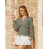 image:imageSCARLET DARKNESS Renaissance Shirt Women Boho Long Sleeve V Neck Smocked Peasant TopsMoss Grey