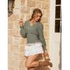 image:imageSCARLET DARKNESS Renaissance Shirt Women Boho Long Sleeve V Neck Smocked Peasant TopsMoss Grey
