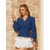 image:imageSCARLET DARKNESS Renaissance Shirt Women Boho Long Sleeve V Neck Smocked Peasant TopsNavy