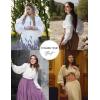 image:imageSCARLET DARKNESS Renaissance Shirt Women Boho Long Sleeve V Neck Smocked Peasant TopsWhite