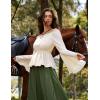 image:imageSCARLET DARKNESS Renaissance Shirt Women Peasant Blouse Bell Sleeve Off Shoulder Tops Pirate CostumeBeige