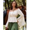 image:imageSCARLET DARKNESS Renaissance Shirt Women Peasant Blouse Bell Sleeve Off Shoulder Tops Pirate CostumeBeige