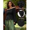 image:imageSCARLET DARKNESS Renaissance Shirt Women Peasant Blouse Bell Sleeve Off Shoulder Tops Pirate CostumeBlack