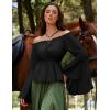 image:imageSCARLET DARKNESS Renaissance Shirt Women Peasant Blouse Bell Sleeve Off Shoulder Tops Pirate CostumeBlack