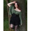 image:imageSCARLET DARKNESS Renaissance Shirt Women Peasant Blouse Bell Sleeve Off Shoulder Tops Pirate CostumeGreen
