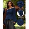 image:imageSCARLET DARKNESS Renaissance Shirt Women Peasant Blouse Bell Sleeve Off Shoulder Tops Pirate CostumeNavy Blue