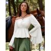 image:imageSCARLET DARKNESS Renaissance Shirt Women Peasant Blouse Bell Sleeve Off Shoulder Tops Pirate CostumeWhite