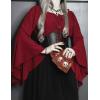 image:imageSCARLET DARKNESS Renaissance Shirt Women Peasant Blouse Bell Sleeve Off Shoulder Tops Pirate CostumeWine
