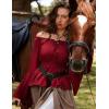 image:imageSCARLET DARKNESS Renaissance Shirt Women Peasant Blouse Bell Sleeve Off Shoulder Tops Pirate CostumeWine