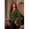 image:imageScarlet Darkness Bell Sleeve Tops for Women Renaissance Shirt Pirate Peasant BlouseDark Green