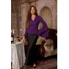 image:imageScarlet Darkness Bell Sleeve Tops for Women Renaissance Shirt Pirate Peasant BlouseDark Purple