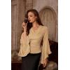 image:imageScarlet Darkness Bell Sleeve Tops for Women Renaissance Shirt Pirate Peasant BlouseKhaki