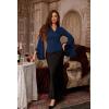 image:imageScarlet Darkness Bell Sleeve Tops for Women Renaissance Shirt Pirate Peasant BlouseNavy Blue