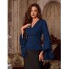 image:imageScarlet Darkness Bell Sleeve Tops for Women Renaissance Shirt Pirate Peasant BlouseNavy Blue