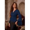 image:imageScarlet Darkness Bell Sleeve Tops for Women Renaissance Shirt Pirate Peasant BlouseNavy Blue