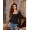image:imageScarlet Darkness Long Sleeve Tops for Women Square Neck Shirts Fitted Fall Blouse Goth Victorian Tees Going Out ClothesBlack