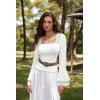 image:imageScarlet Darkness Long Sleeve Tops for Women Square Neck Shirts Fitted Fall Blouse Goth Victorian Tees Going Out ClothesWhite