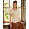 image:imageScarlet Darkness Peasant Tops for Women Vintage Puff Sleeve Square Neck Renaissance ShirtApricot