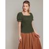 image:imageScarlet Darkness Peasant Tops for Women Vintage Puff Sleeve Square Neck Renaissance ShirtArmy Green