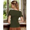 image:imageScarlet Darkness Peasant Tops for Women Vintage Puff Sleeve Square Neck Renaissance ShirtArmy Green