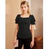 image:imageScarlet Darkness Peasant Tops for Women Vintage Puff Sleeve Square Neck Renaissance ShirtBlack