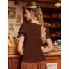 image:imageScarlet Darkness Peasant Tops for Women Vintage Puff Sleeve Square Neck Renaissance ShirtBrown