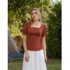 image:imageScarlet Darkness Peasant Tops for Women Vintage Puff Sleeve Square Neck Renaissance ShirtBrown Red