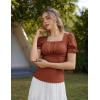 image:imageScarlet Darkness Peasant Tops for Women Vintage Puff Sleeve Square Neck Renaissance ShirtBrown Red