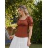 image:imageScarlet Darkness Peasant Tops for Women Vintage Puff Sleeve Square Neck Renaissance ShirtBrown Red